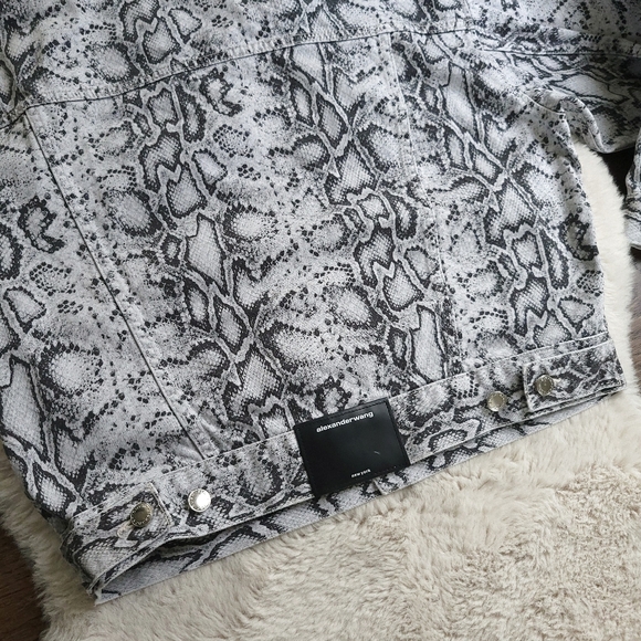 Alexander Wang Game Snake Print Casual Oversized Denim Jacket - Picture 7 of 10